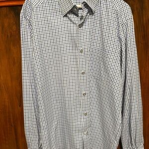 Ermenegildo Zegna Men's Blue Checkered Casual Button-Down Shirt